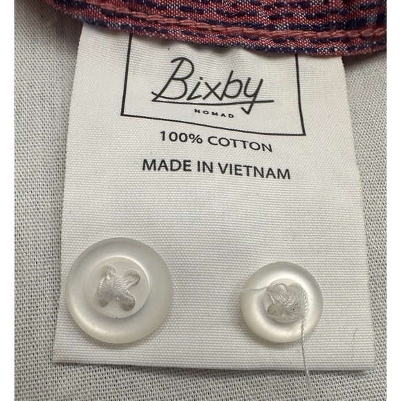 Bixby Nomad Mens Long Sleeve Shirt XL Light Red With Blue Stripes - Picture 5 of 8